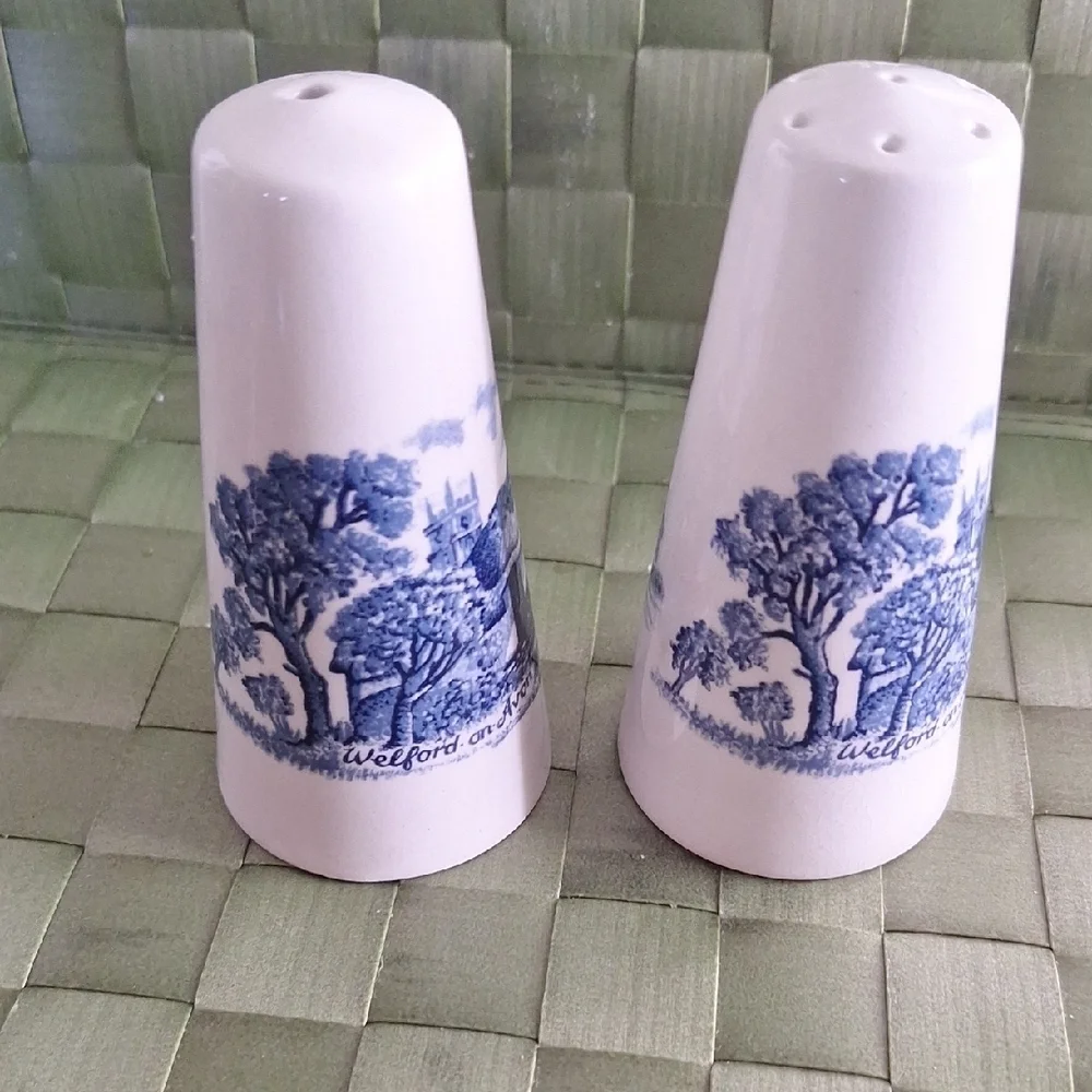 Blue and White Ceramic Salt and Pepper Shakers